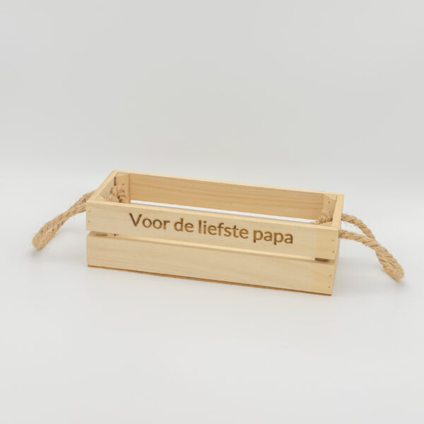 Houten kistje met tekst. Voor de liefste papa.