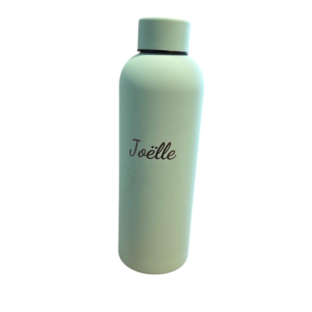 Mintgroene drinkfles met naam Joëlle